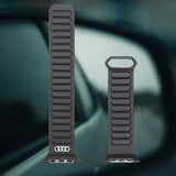 Audi Logo Genuine Leather Magnetic strap for Apple Watch 44/45/46/49mm Black - AU-GL-AW44-49-GT/D2-BK