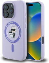 Karl Lagerfeld Silicone Karl and Choupette Hardcase with MagSafe for iphone 16 Pro Max 6.9" Purple - KLHMP16XSCMKCRHU