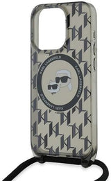 Karl Lagerfeld Karl & Choupette Crossbody Case with MagSafe for iphone 15 Pro Max 6.7" Black - KLHMP15XHCKCKLCK