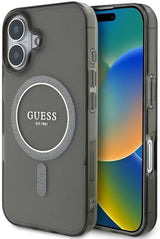 Guess IML Glitter Circle Case with MagSafe for iPhone 16 6.1" Black - GUHMP16SHFGEREK