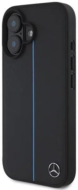 Mercedes MB Blue Line Leather Case with MagSafe for iPhone 16 6.1" Black - MEHMP16S23RURBK