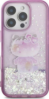 Hello Kitty Liquid Glitter 50th Anniversary Party Case for iPhone 16 Pro 6.3" Purple - HKHCP16LL50PPU