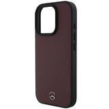 Mercedes Textured And Plain Leather Case with MagSafe for iPhone 16 Pro 6.3" Red - MEHMP16L23RBARR