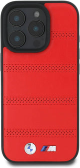 BMW M Perforated Stitched Line Case with MagSafe for iPhone 16 Pro Max 6.9" Red - BMHMP16X23PUSPR