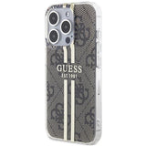 Guess IMG 4G Gold Stripe Hard Case for iphone 15 Pro Max 6.7" Brown - GUHCP15XH4PSEGW