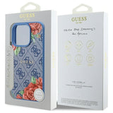 Guess 4G Flower Printed Hardcase with MagSafe for iPhone 16 Pro 6.3" Blue - GUHMP16LP4ROPEMCB