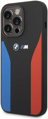 BMW M Series Blue and Red Stripes Silicone for iphone 15 Pro Max 6.7" Black - BMHCP15X22SCSK