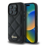 Guess Quilted Metal Logo Case for iPhone 16 Pro 6.3" Black - GUHCP16LPSQSQSK