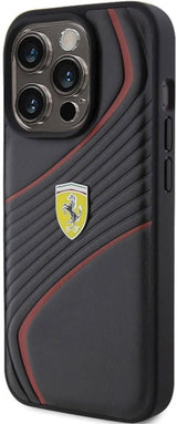 Ferrari Twist Metal Logo Case for iphone 15 Pro 6.1" Black - FEHCP15LPTWK
