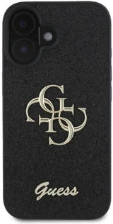 Guess PU Fixed Glitter 4G Metal Logo Case for iphone 16 6.1" Black - GUHCP16SHG4SGK
