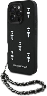 Karl Lagerfeld Saffiano Crystals with Chain Case for iPhone 16 Pro Max 6.9" Black - KLHCP16XPSADJSK