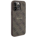 Guess 4G Collection Leather Metal Logo with MagSafe Hard Case for iphone 15 Pro Max 6.7" Brown - GUHMP15XG4GFRW