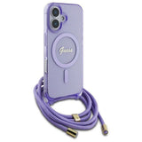 Guess Crossbody Cord Script Case with MagSafe for iPhone 16 6.1" Purple - GUHMP16SHCTSGNSU