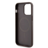 Guess Leather 4G Printed Stripes Hardcase with MagSafe for iphone 16 Pro Max 6.9" Brown - GUHMP16XP4RPSW
