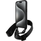 BMW M Edition Carbon Tricolor Lines with Strap Hard Case for iphone 15 Pro 6.1" Black - BMHCP15L23PSVTK