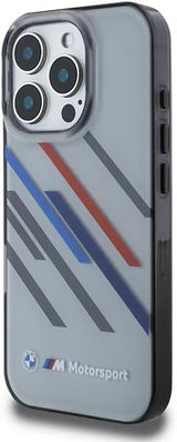 BMW Motorsport IML Random Stripes Case for iPhone 16 Pro Max 6.9" Grey - BMHCP16X23HTRAG