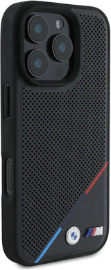 BMW M Perforated Tricolor Line Case with MagSafe for iPhone 16 Pro Max 6.9" Black - BMHMP16X23PUPDK