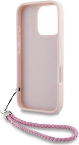 Karl Lagerfeld Quilted Initial Logo with Chain Strap Case for iPhone 16 Pro Max 6.9" Pink - KLHCP16XPSQSKLSMSP