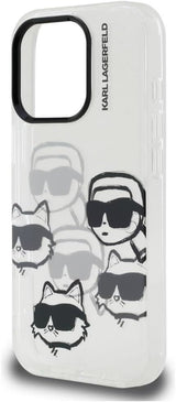 Karl Lagerfeld IML Multi Karl & Choupette Head Pattern Case for iPhone 16 Pro 6.3" Clear - KLHCP16LHMCHKCT