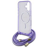 Guess Crossbody Cord Script Case with MagSafe for iPhone 16 6.1" Purple - GUHMP16SHCTSGNSU