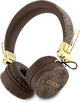 Guess 4G PU Leather with Metal Logo Wireless Headphones Brown - GUBH704GEMW