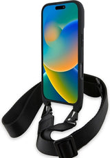 BMW M Series Carbon Tricolor Lines & Strap Case for iPhone 16 Pro 6.3" Black - BMHCP16L23PSVTK