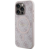 Guess 4G Collection Leather Metal Logo with MagSafe Hard Case for iphone 15 Pro Max 6.7" Pink - GUHMP15XG4GFRP