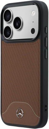 Mercedes Benz Wood Effect and Curve Leather Case with MagSafe for iPhone 17 Pro Max 6.9" Brown - MEHMP17X25PCBPWA