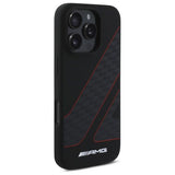Mercedes Benz AMG Checkered Flag Pattern Case with MagSafe for iPhone 16 Pro 6.3" Black & Red - AMHMP16L2SCFR