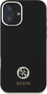 Guess 4G Logo Strass Silicone Case for iPhone 16 6.1" Black - GUHCP16SM4DGPK