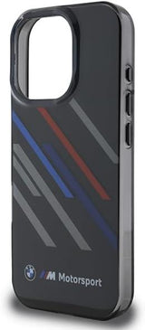 BMW Motorsport IML Random Stripes Case with iPhone 16 Pro 6.3" Black - BMHCP16L23HTRAK