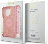 Guess IML Flowers Allover Electro and Pearl Strap Case with MagSafe for iPhone 16 Pro 6.3" Pink - GUHMP16LHCPOFPP