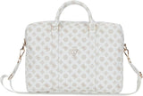 Guess 4G Peony Triangle Logo Front Pocket Zipper 16" Laptop Bag White - GUCB16PGPOSGNH