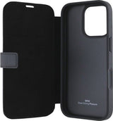 BMW Signature Leather Wordmark Bookcase for iPhone 16 Pro 6.3" Black - BMBKP16L23RMRLK