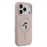 Karl Lagerfeld Liquid Silicone Karl and Choupette with MagSafe Case for iPhone 17 Pro 6.3" Pink - KLHMP17LSCMKCRHP
