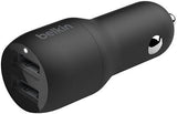 Belkin Boost Charger 24W Dual USB A Car Charger Black - CCB001btBK