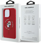 Karl Lagerfeld Silicone Karl and Choupette Ring Case with MagSafe for iPhone 16 Pro Max 6.9" Red - KLHMP16XSCMKCRHR