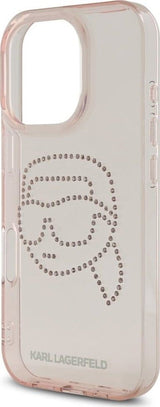Karl Lagerfeld IML Rhinestones Karl Head Case for iPhone 16 Pro Max 6.9" Pink- KLHCP16XHKHDCELP