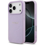 Guess Grained Ring Case with MagSafe for iPhone 17 Pro 6.3" Purple - GUHMP17LPGHSMMU