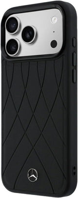 Mercedes Benz Crossed Lines Leather Case with MagSafe for iPhone 17 Pro Max 6.9" Black - MEHMP17X25PSECLK