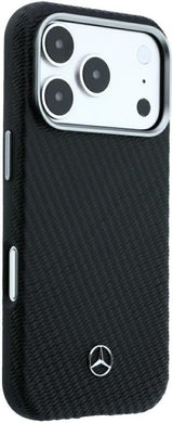 Mercedes Leather Semi Wrap Wood Effect Case with MagSafe for iPhone 17/18 Pro 6.3" Black - MEHMP18L25PFWWPK