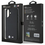 BMW M Series Carbon Wrapped Metal Logo Hardcase for iPhone 16 6.1" Black - BMHCP16S23PUFWC