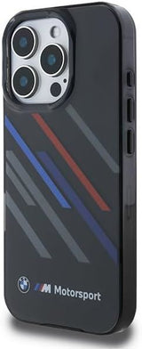 BMW Motorsport IML Random Stripes Case with iPhone 16 Pro 6.3" Black - BMHCP16L23HTRAK