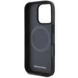 Mercedes MB Wood Imitation Leather Case with MagSafe for iPhone 16 Pro Max 6.9" Navy Blue - MEHMP16X23RBGVV