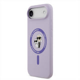 Karl Lagerfeld Liquid Silicone Karl and Choupette Case with MagSafe for iPhone 17 Air 6.5" Purple - KLHMP17MSCMKCRHU