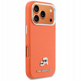 Karl Lagerfeld Karl & Choupette Head Pins Saffiano Case with MagSafe for iPhone 17 Pro 6.3" Orange - KLHMP17L6PFKCLO