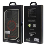 Audi Carbon Fiber Sports Red Circle Hardcase with MagSafe for iPhone 16 Pro 6.3" Black/Red - AUS-TPUPCMIP16P-RSQ/D5-BK