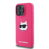 Karl Lagerfeld Silicone Choupette Head Print Case with MagSafe for iPhone 16 Pro Max 6.9" Fuchsia - KLHMP16XSCHPPLF