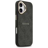 Guess PU Leather 4G Gold Frame Case with MagSafe for iPhone 17 6.3" Black -GUHMP17SP4MSEGCK