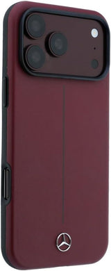 Mercedes Leather Semi Wrap Iconic Line Case with MagSafe for iPhone 17/18 Pro Max 6.9" Burgundy - MEHMP18X25PFWSTR